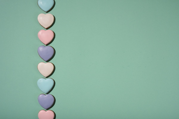 Heart-Shaped Cookies Lie in Vertical Line